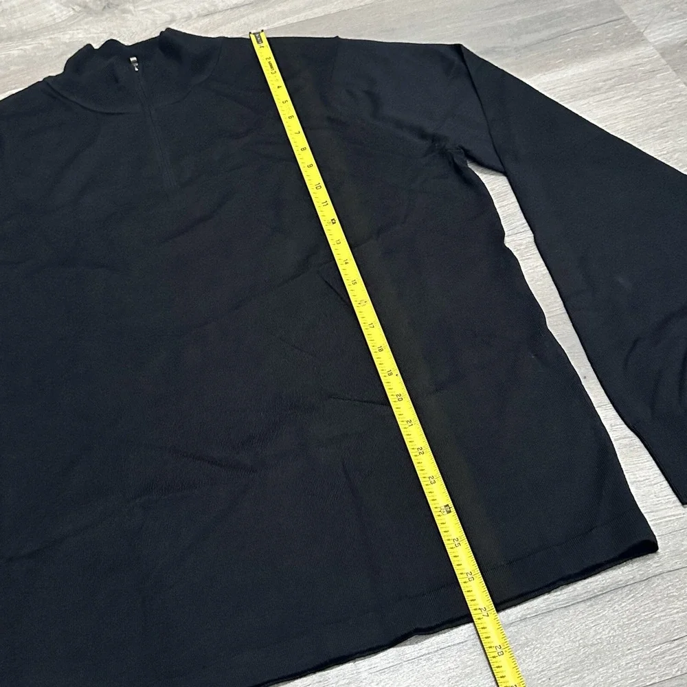 Nordstrom Men's Black 50% Merino Wool/Coolmax Polyester 1/4 Zip Sweater - Size M